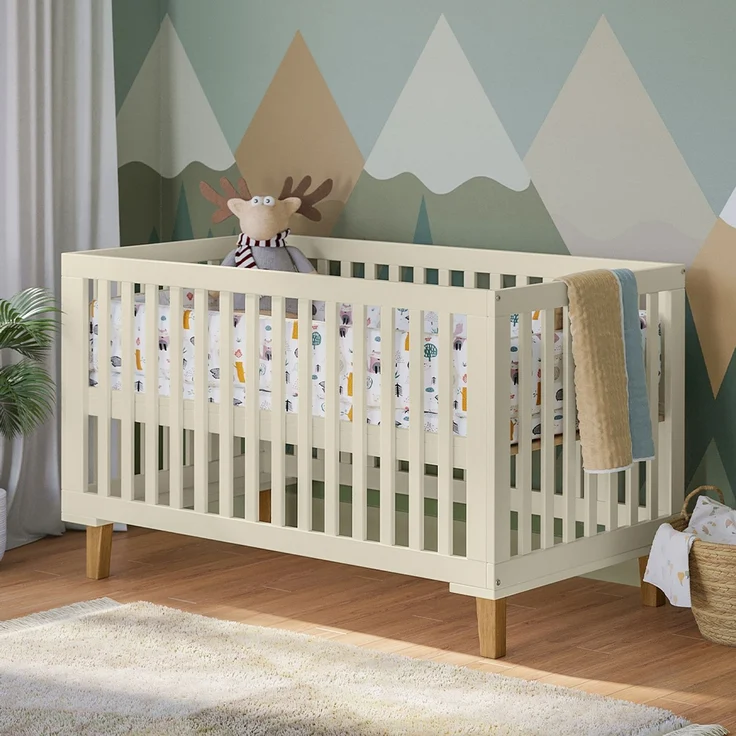Bellabino 'Liri' Babybett 70x140 cm, beige, 3-fach höhenverstellbar, Kinderbett umbaubar zum Juniorbett (inkl. Umbauseiten) – Bild 1