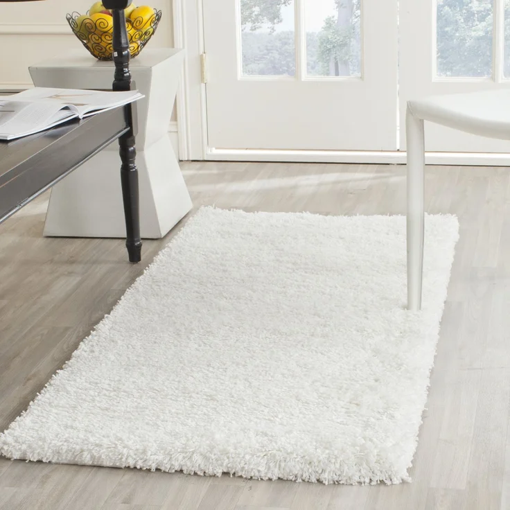 SAFAVIEH Zottelig Teppich für Wohnzimmer, Esszimmer, Schlafzimmer - California Shag Collection, Hoher Flor, Weiss, 69 X 152 cm