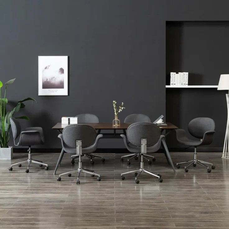 vidaXL Drehbare Esszimmerstühle 6 Stk. Grau Stoff, Drehbar [3054865]
