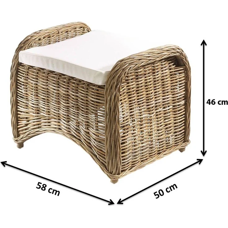 Kobolo Sitzwürfel CARDIFF Hocker Rattan grau mit Kissen H 38 cm (kubu-grey, Höhe 38cm) – Bild 3