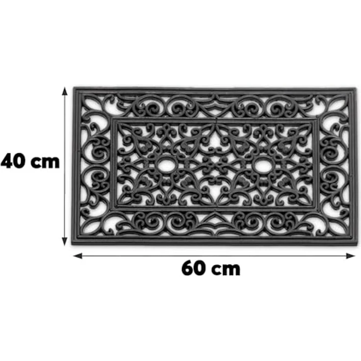 matches21 HOME & HOBBY Fußmatte Hartgummi Fußmatte Ornamente rechteckig 40x60 cm schwarz, rechteckig, Höhe: 12 mm, Wetterfeste Aussen-Bereich Türmatte als Outdoor Schmutzfangmatte – Bild 3