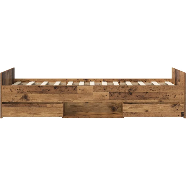 vidaXL Bettrahmen mit Schubladen mit Kopfteil Altholz Holzwerkstoff 3429512 – Bild 5