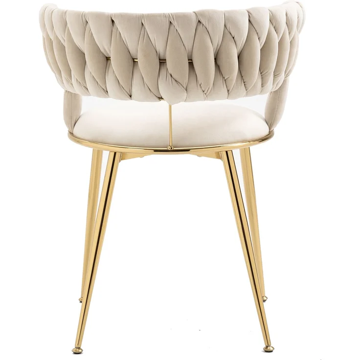 Esszimmerstuhl Samtstoff 2-teiliges Set, mit ergonomischer Rückenlehne, Hohlbünst-Design, gepolstert, Metallbeine goldfarben – Bild 10