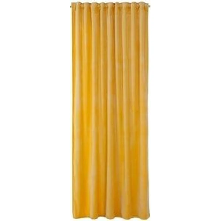 Gözze Vorhang Schlaufenschal MAGNUM, Senffarben, verdeckte Schlaufen, halbtransparent, Samt, B 135 cm x L 245 cm – Bild 6