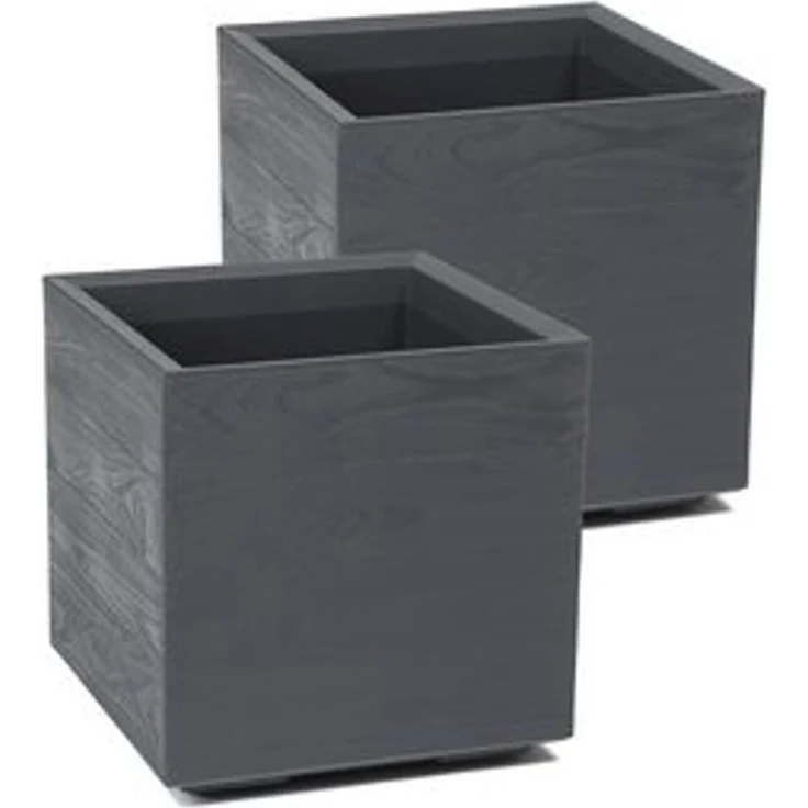 Kreher Pflanzkübel 'Eco Wood' in Anthrazit aus recyceltem Kunststoff (2 St) – Bild 6