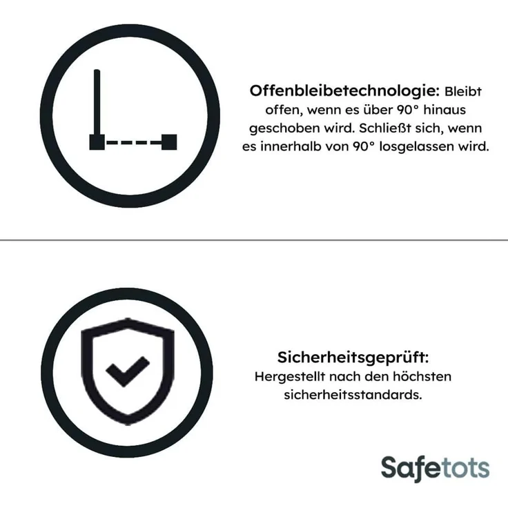 Safetots Extragroßes Treppenschutzgitter mit gebogenem oberen Teil, 71cm - 80cm, Mattweiß, Extra Hoch 100cm in der Höhe, Treppenschutzgitter mit Druckbefestigung, Babygitter für Türen – Bild 5