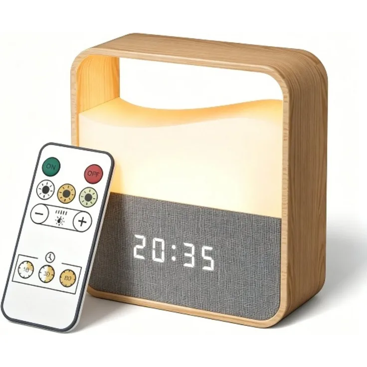 Luckice Nachtlicht Digitaler Wecker mit dimmbarem Nachtlicht,LED-Display USB-C, Doppelalarm,3 Lautstärken,Snooze,Tischuhr für Tiefschläfer