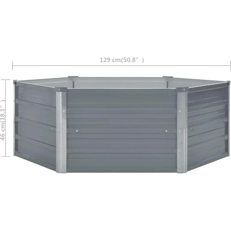 DELUKE® 6-eckiges Hochbeet für Garten NOA Grau 129x129x45cm Verzinkter Stahl Hochbeet Metall Gartenbeet Kräuterbeet Blumenbeet Beet hoch Frühbeet für Garten Gemüsebeet – Bild 2