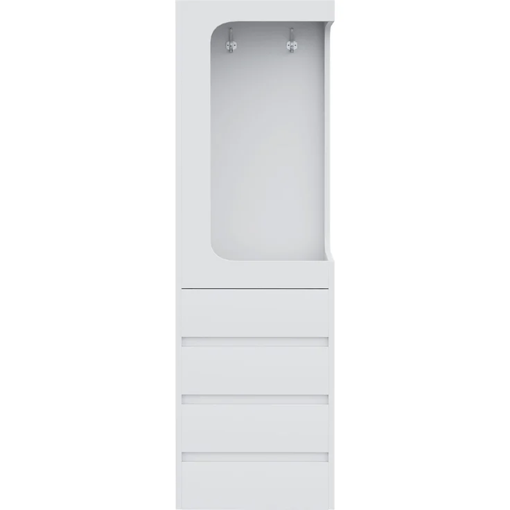CHICFURN Kleiderschrank, Weiß, 70x170x40 cm, mit 4 Schubladen und offenem Kleiderbereich – Bild 6