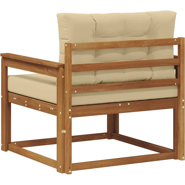vidaXL Outdoor Mittelsofa Massivholz Akazie Natur und Beige 3436260 – Bild 5