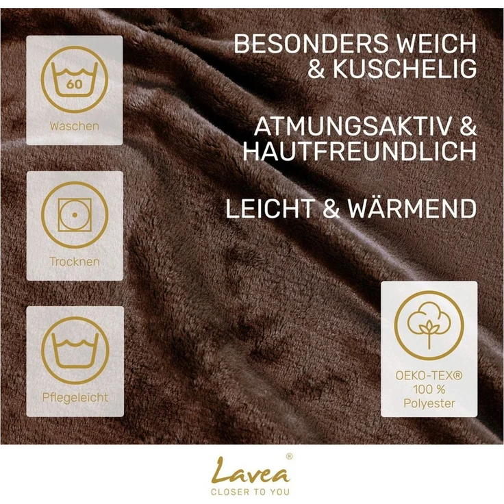 Wohndecke Kuscheldecke, Fleecedecke, Wolldecke flauschig und weich, Lavea, Sofadecke, Atmungsaktiv & Hautfreundlich, Decke – Bild 3