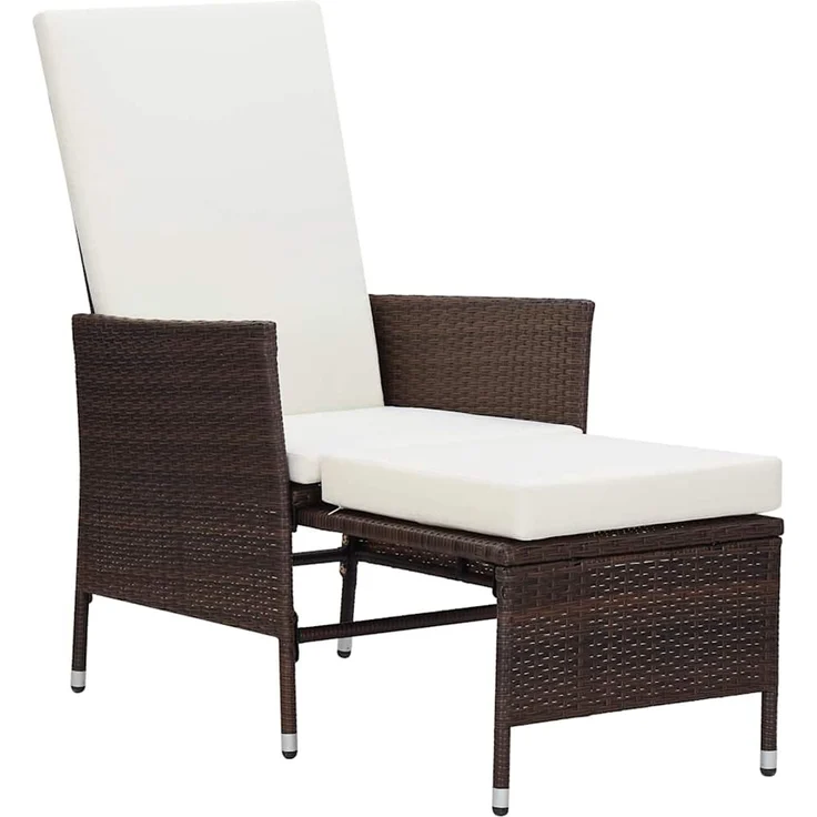 Garten-Liegestuhl, Sonnenliege mit Auflagen Poly Rattan Braun – Bild 2