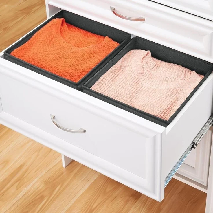 Aufbewahrungsbox Stoffbox Organizer 2er Set mDesign Griff Kunstfaser Dunkelgrau – Bild 3