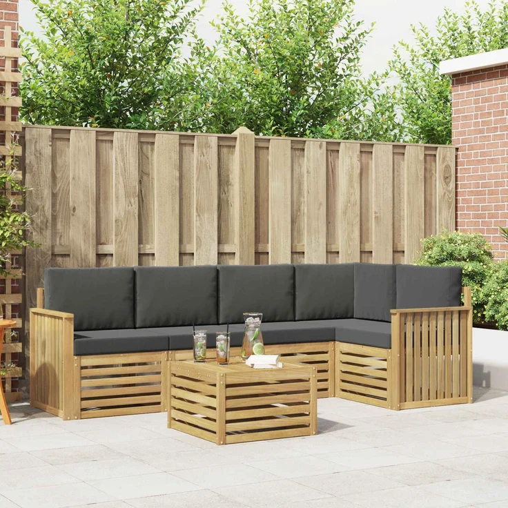 vidaXL Outdoor-Sofagarnitur 6 stk. 5-Sitzer Weiß und Anthrazit 3391872 – Bild 1