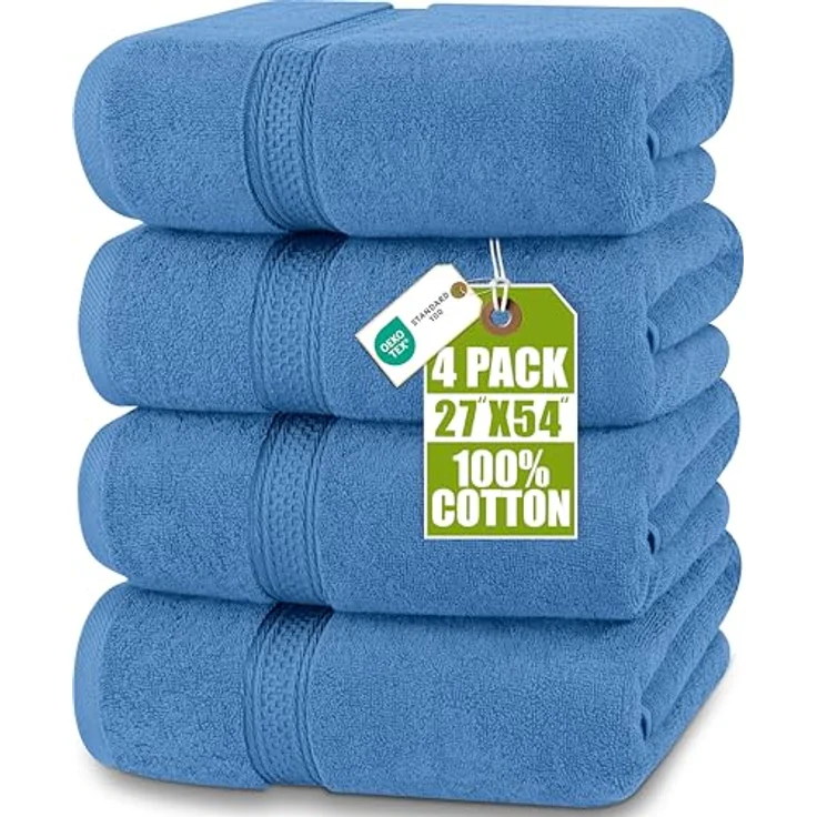 Utopia Towels 4er-Pack Badetücher Set, Premium 100% ringgesponnene Baumwolle, 69 x 137 cm, sehr saugfähig und weich, Elektroblau – Bild 1