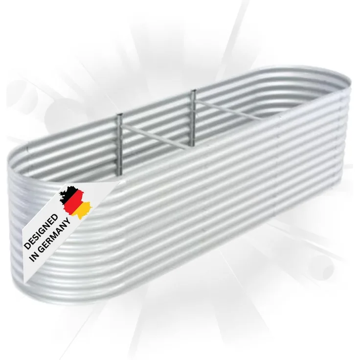 DELUKE® rundes Hochbeet für Garten BLUMO Verzinkter Stahl Hochbeet Metall Gartenbeet rund Kräuterbeet Blumenbeet Frühbeet für Garten Gemüsebeet, 320x80x81cm, Silber