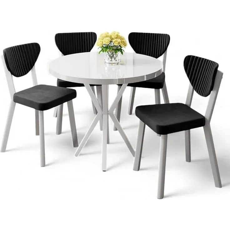 Skye Decor 'Agnes - White, Black' Essgruppe (5-teilig), Weiß / Schwarz, 90 x 73 x 90 cm