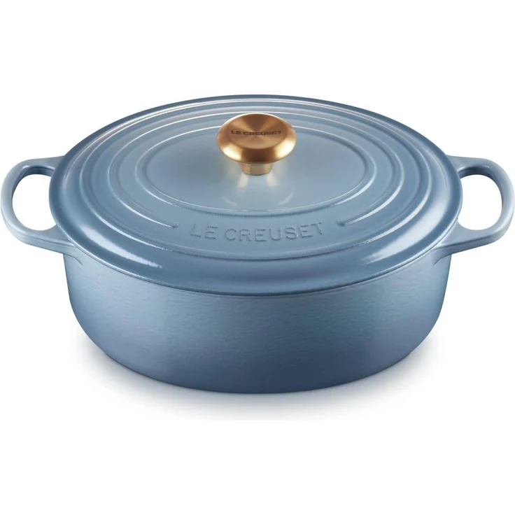Le Creuset Signature Gusseisen-Bräter mit Deckel, Ø 29 cm, Oval, Für alle Herdarten und Induktion geeignet, Volumen: 4,7 l,Chambray, 21178294344441