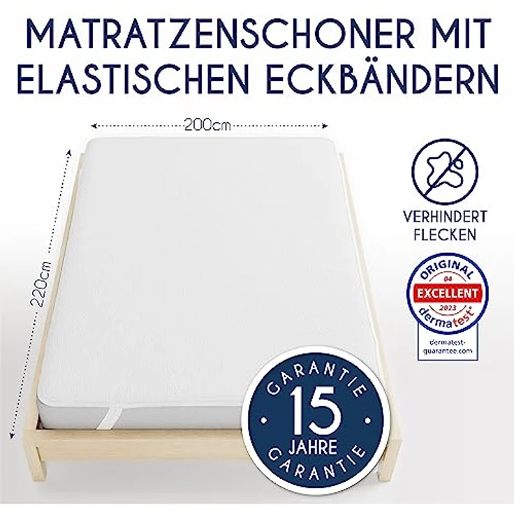 Matratzenschoner 200x220 cm Wasserdicht Oeko-TEX Zertifiziert von Dreamzie - Atmungsaktive Matratzenauflage – Bild 3