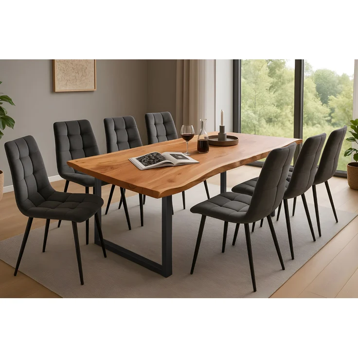 Esstisch Baumkante massiv Akazie natur 180 x 90 schwarz QUINN 61854158 – Bild 3