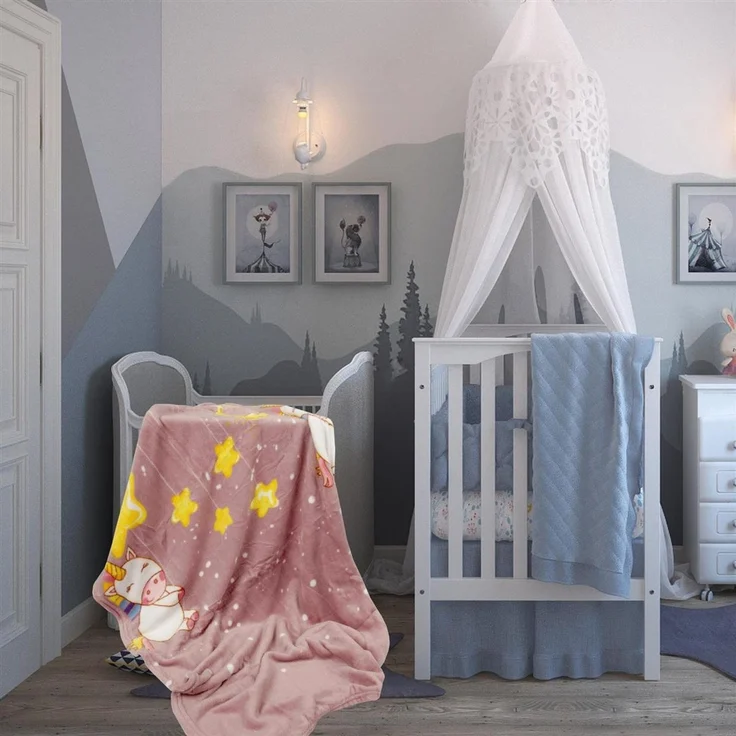 Baby Kuscheldecke 75x100 cm - vers. Motive - Flauschdecke Fleecedecke - weiche Wohn-Decke zum kuscheln Einhorn – Bild 4