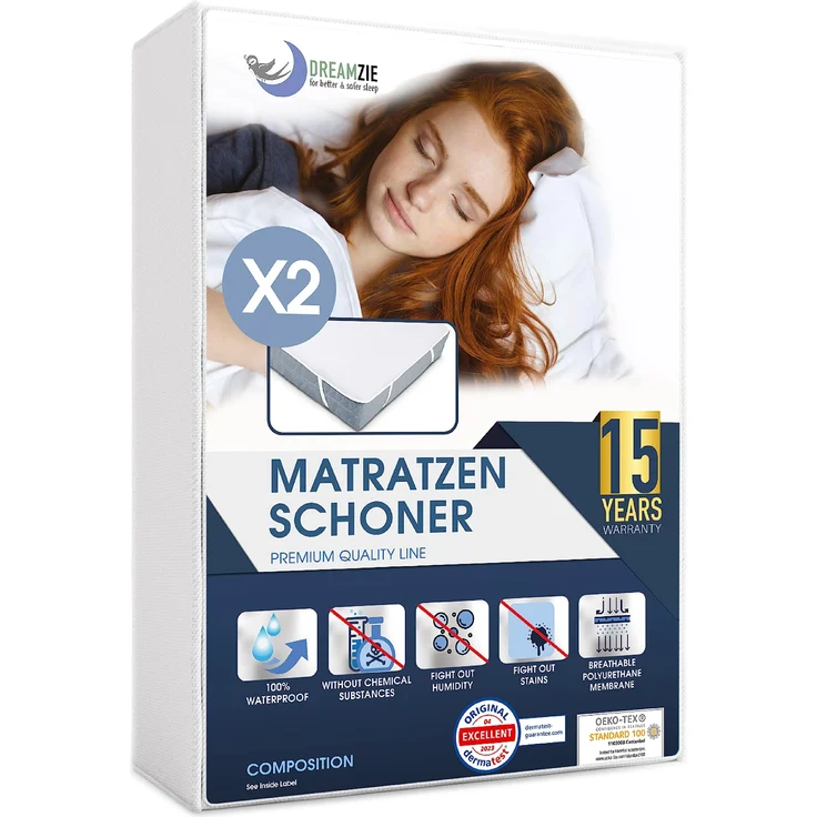 Dreamzie Matratzenschoner 90x190 cm Wasserdicht (2er-Set) Oeko-TEX Zertifiziert - Atmungsaktive Matratzenauflage Kinder – Bild 1