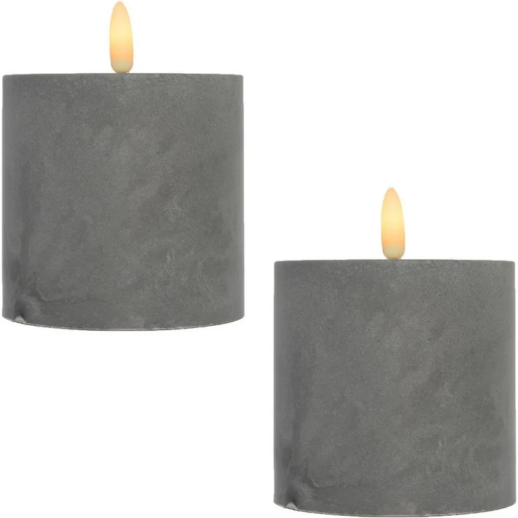 Marrakesch Orient & Mediterran Interior LED-Kerze Lot de 2 bougies LED design ciment, modèle Samod rond, Handarbeit – Bild 1