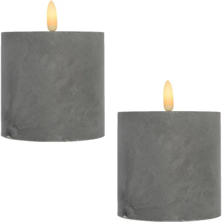 Marrakesch Orient & Mediterran Interior LED-Kerze Lot de 2 bougies LED design ciment, modèle Samod rond, Handarbeit