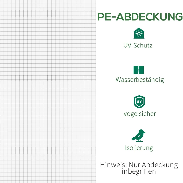 Outsunny Gewächshausfolie, PE, Weiß, 600L x 300B x 200H cm – Bild 6