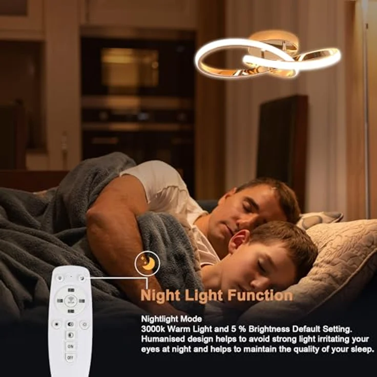 Comely LED Deckenleuchte Dimmbar 36W, Moderne Gold Deckenlampe Mit Fernbedienung, Kreative Blumen Design Kronleuchter für Schlafzimmer Esszimmer Flur, 3000K-6500K – Bild 4