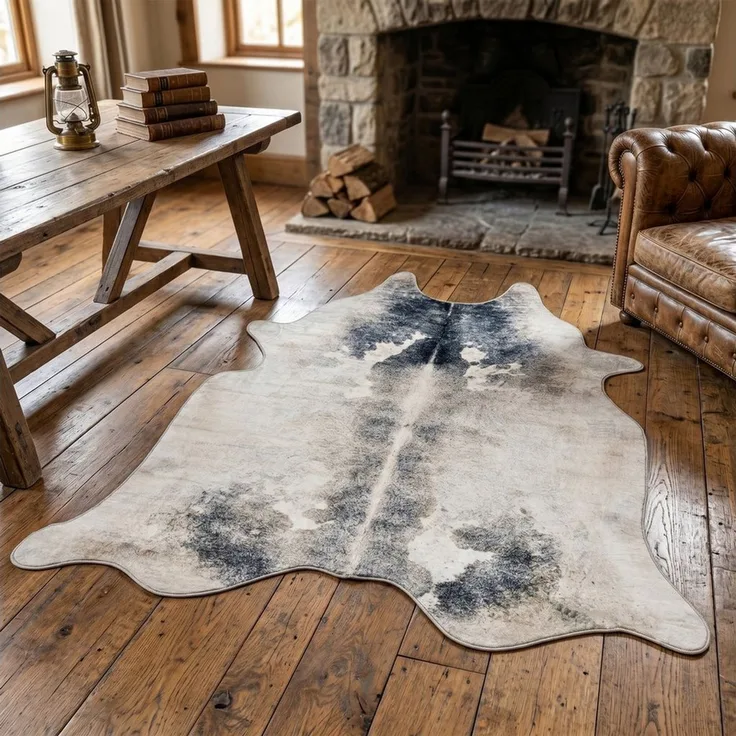 Gino Falcone Fellteppich Emilia, fellförmig, Höhe: 3 mm, Kunstfell, bedruckt, Kuhfell-Optik, ideal im Wohnzimmer & Schlafzimmer