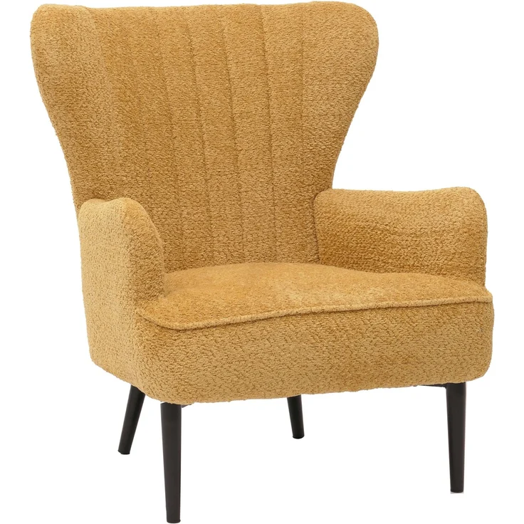 Lounge-Sessel HWC-K37, Cocktail-/Ohrensessel Polsterstuhl Retro Vintage Stoff Chenille (500g/m²) ~ gelb – Bild 9