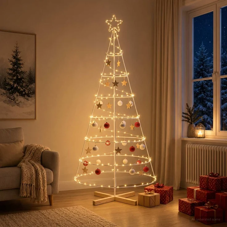 vidaXL Metall Weihnachtsbaum KUOPIO 180 cm Stahl Weiß 42053814 – Bild 3