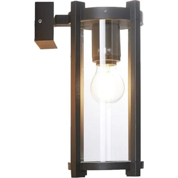Lucande Wandleuchte außen Brienne, spritzwassergeschützt IP54, 1 flammig, E27, Aluminium schwarz, für Terrasse und Garten – Bild 1