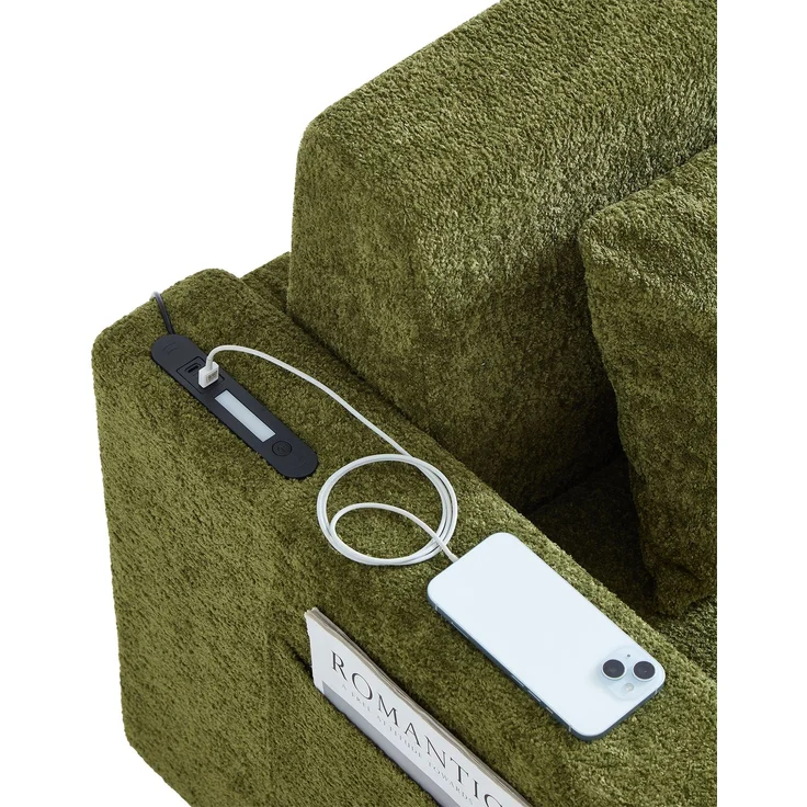 ZUBALIYA SchlafSofa mit USB - Anschluss, mit Samtbezug, mit breiten Armlehnen, mit Schaumstoffpolsterung, aus Samt – Bild 3