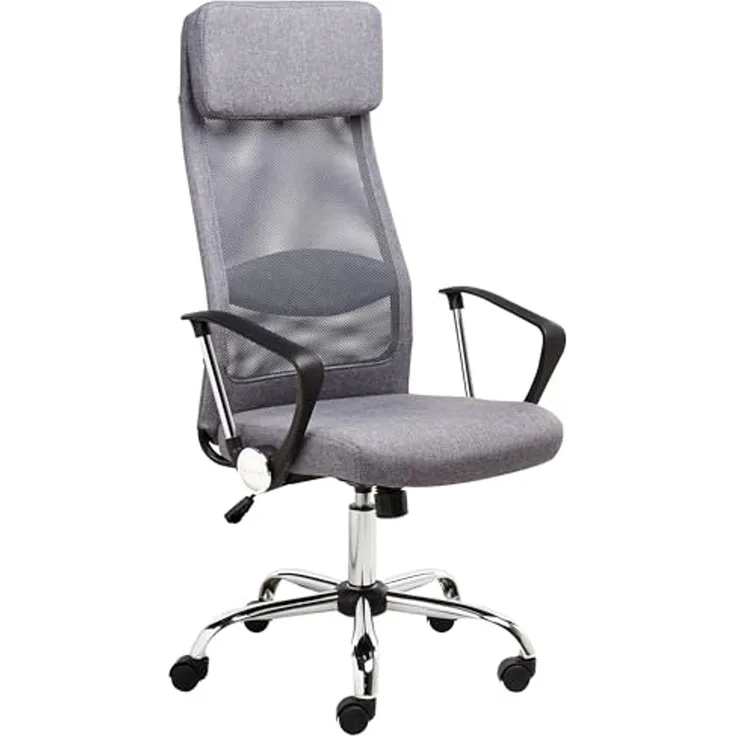 Beliani 'Pioneer' Bürostuhl höhenverstellbar, Polyester dunkelgrau, 63x118-126x63 cm