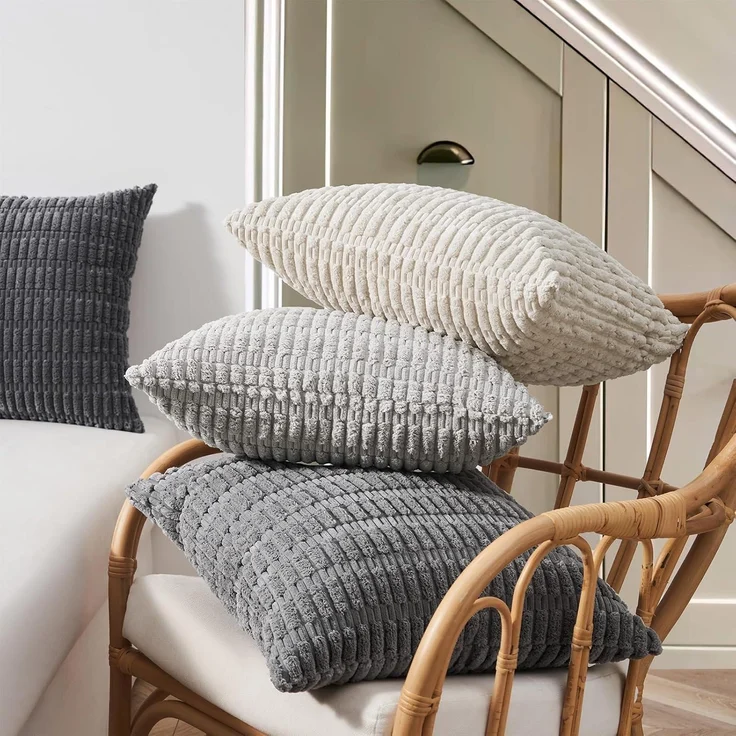 Topfinel Boho Kissenbezug 50x50 cm grau 4er Set Kordsamt Sofa Schlafzimmer – Bild 4