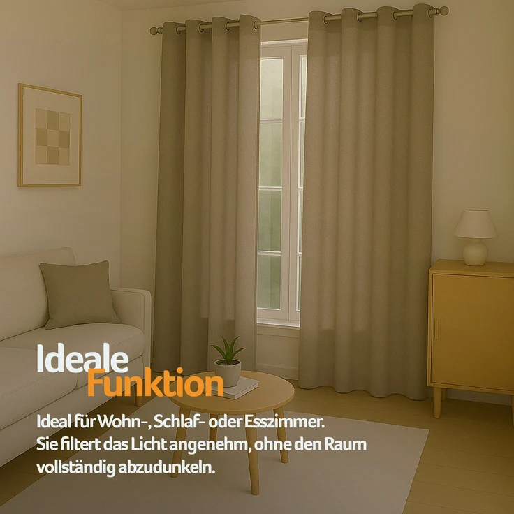 Gardine mit Ösen *** x *** cm ( Breite x Länge ) in ***, blickdichter Vorhang, Ösenvorhang in vielen Variationen 140x175 cm Sandgrau – Bild 7