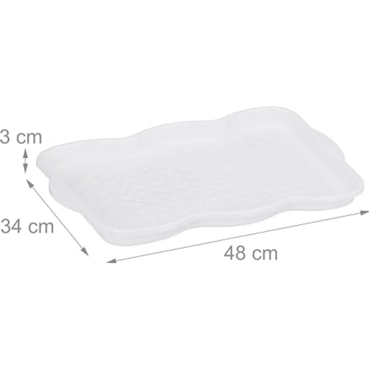 Relaxdays Schuhabtropfschale 3er Set, Kunststoff Schuhablage für 2-3 Paare, HBT: 3 x 48 x 34 cm, weiß, schmutzabweisend und pflegeleicht – Bild 4