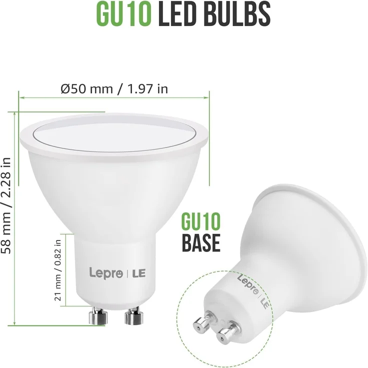 Lepro GU10 LED Kaltweiss 4W Lampe, 5000K Kaltweiß, 345 Lumen, 100° Abstrahlwinkel, Dimmbar Reflektorlampe, Energiesparendes LED Leuchtmittel für Wohnzimmer, Küche, Schlafzimmer, 5 Stück – Bild 4