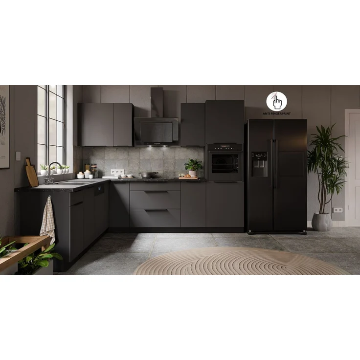Winkelküche ARIA K-BL ECKE 2 - 250 x 270 cm Anti Fingerprint Küchenzeile Küchenblock Singleküche Einbauküche Küche Eckküche – Bild 3