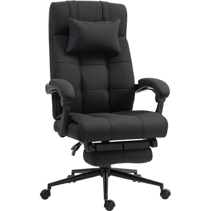 MELAYR, Bürostuhl mit Fußstütze, Schreibtischstuhl, Drehstuhl mit Kopfstütze, Schwarz, 76 x 66 x 120 cm – Bild 1