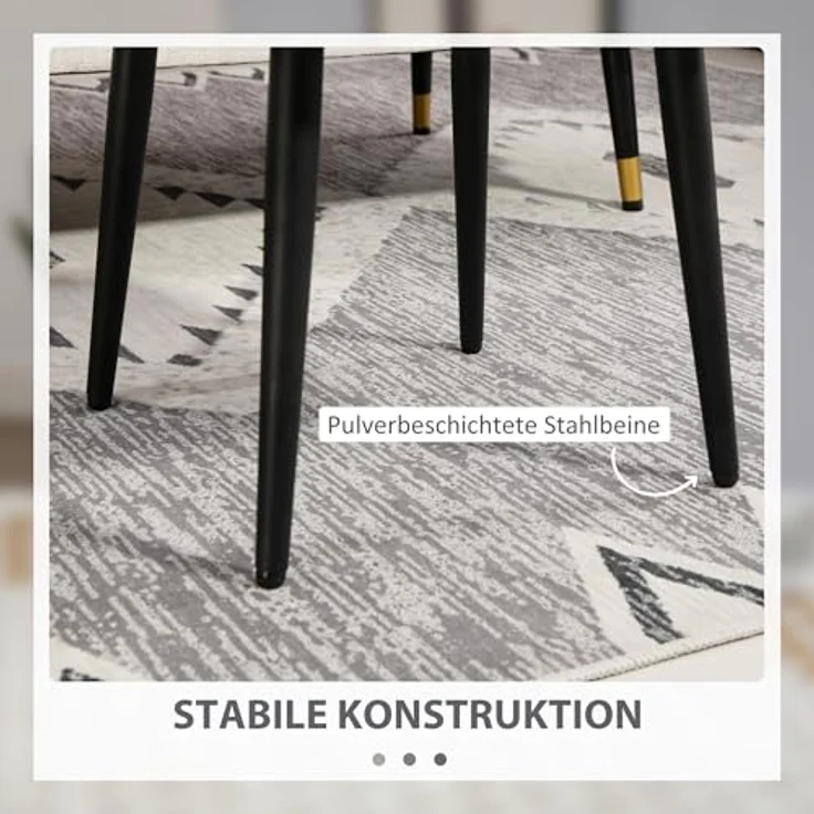 HOMCOM Fußhocker Schminkhocker Fußstütze mit Kaschmir-Optik (Hocker, 1 St, Sitzhocker), für Schlafzimmer, Stahlbeine, Hellgrau – Bild 7