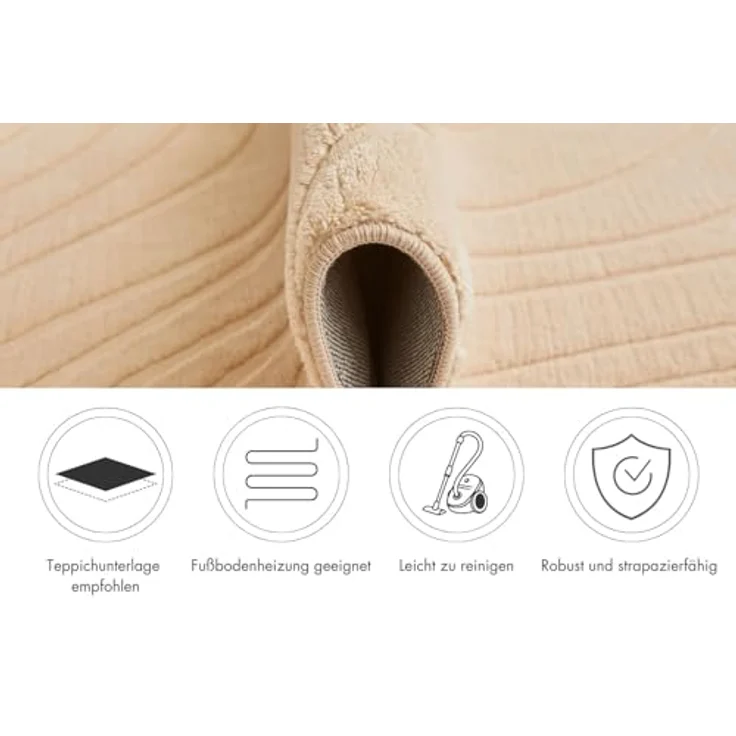 Andiamo Teppich Dale, rechteckig, Höhe: 10 mm, Uni Farben, Hoch-Tief-Struktur, Carving-Effekt, Wohnzimmer – Bild 6