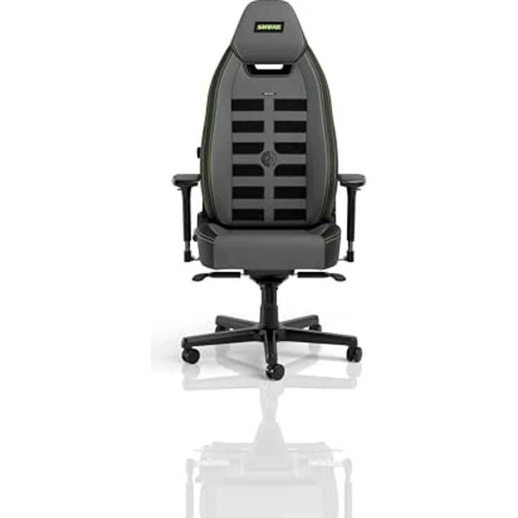 noblechairs LEGEND Gaming Stuhl - Shure Edition, ergonomischer Bürostuhl aus grauem PU-Leder, Kaltschaumpolsterung, bis 150 kg belastbar, 60-mm-Rollen für harte und weiche Böden – Bild 4
