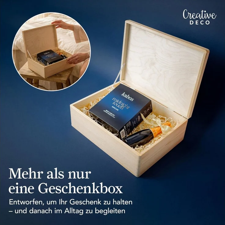 Creative Deco Aufbewahrungsbox Holzkiste mit Deckel Erinnerungsbox Baby Groß Unlackiert – Bild 4