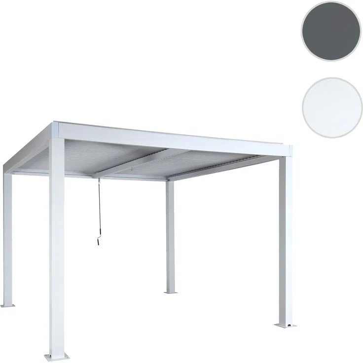 Mendler 'HWC-L46' Pergola, Regenrinne sturmfest, Aluminium weiß, 3x3 m – Bild 10