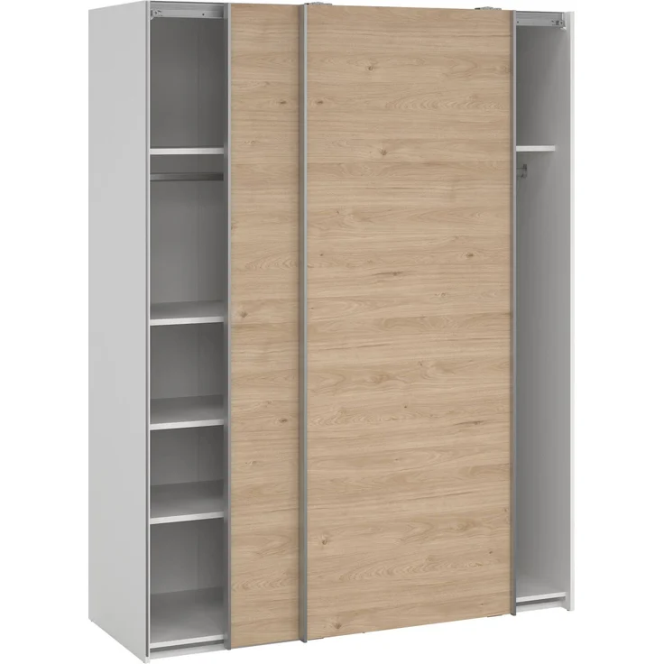 Dmora Kleiderschrank 2 Türen Maurice, Schlafzimmermöbel, Schrank, Garderobe, 150x61 h200 cm, Weiß und Eiche – Bild 4