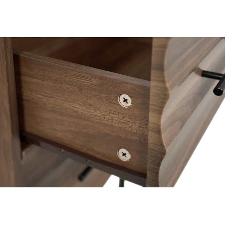 Nachtkonsole >Falun< in Dekor Nussbaum 3D-Fronten in Wellenoptik - 40x55x39cm (BxHxT) – Bild 6