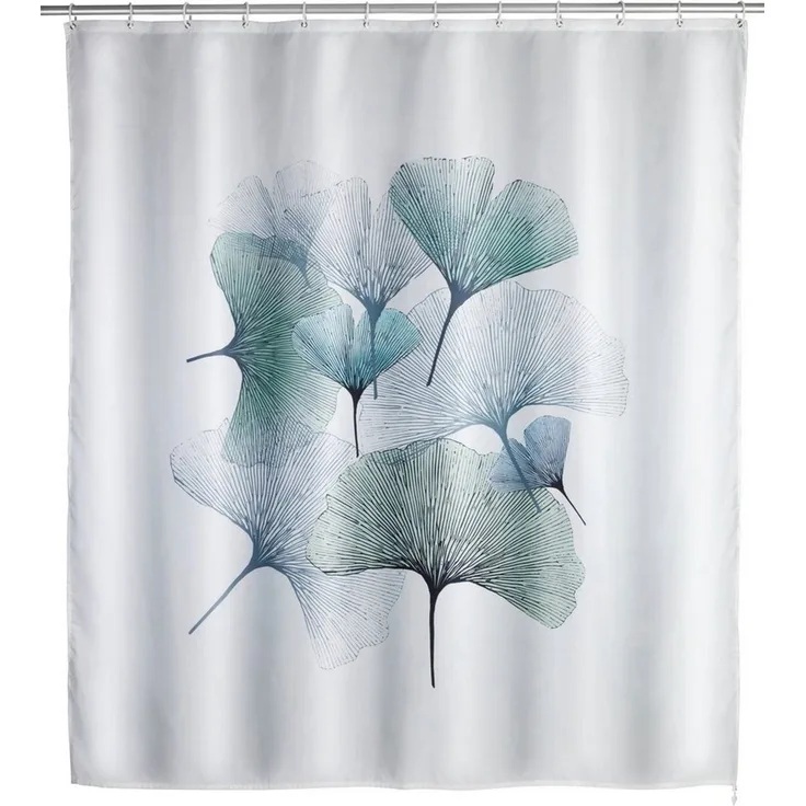 WENKO GINKGO Duschvorhang, 180 x 200 cm, Polyester, waschbar